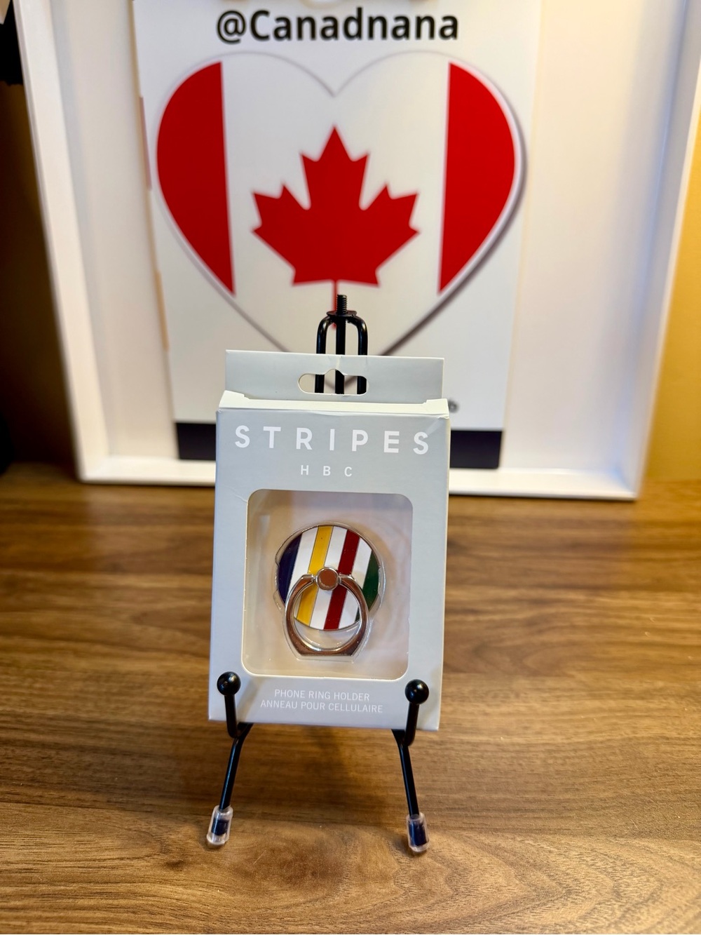 HBC Stripes Metal Phone Ring Holder